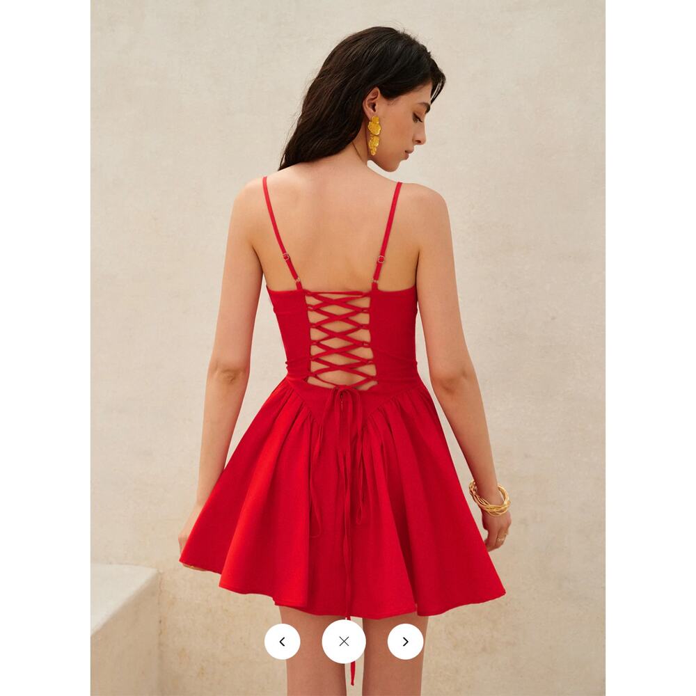 NWT Commense  Lace-Up Back Cami Dress Sz M - Picture 5 of 6